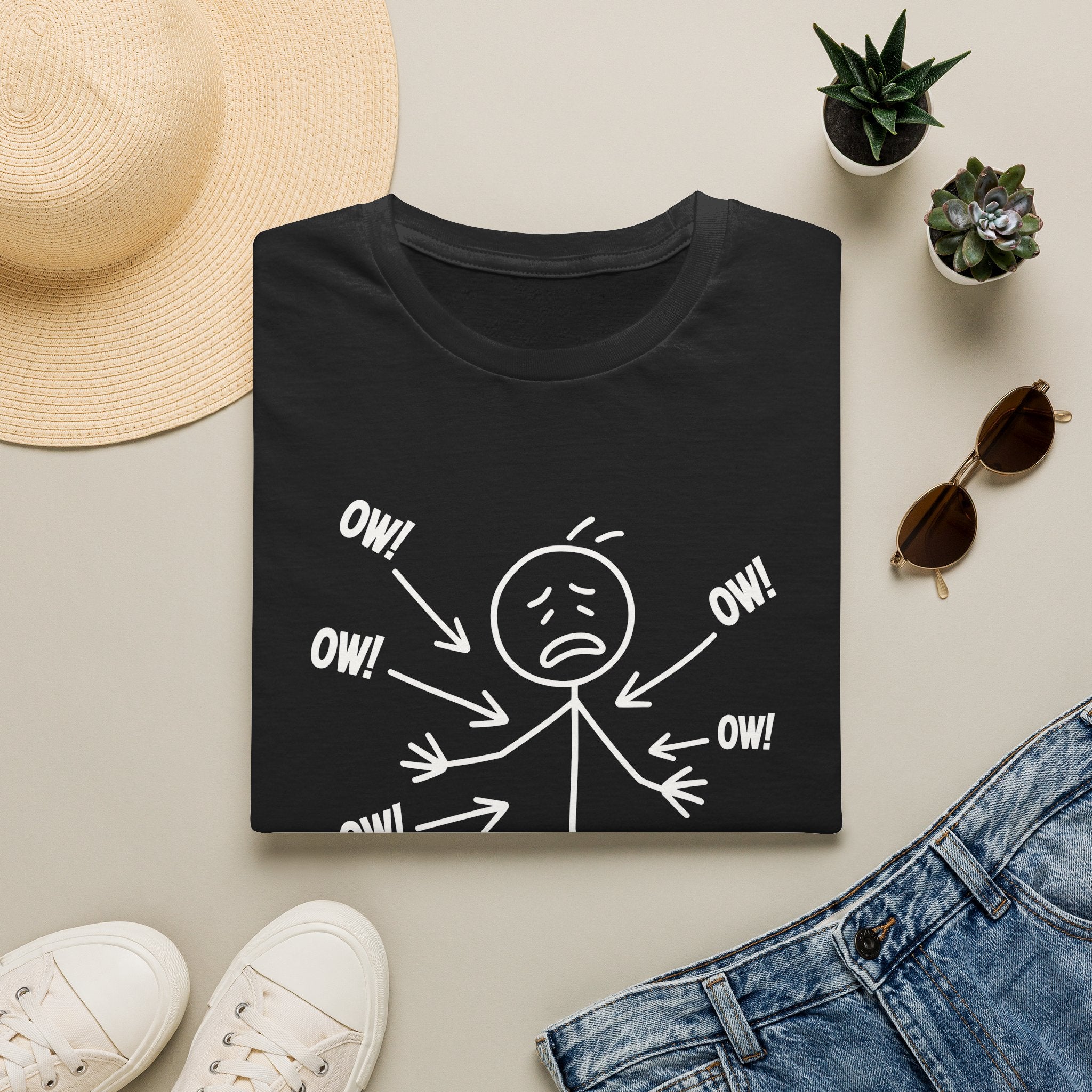 Ow! Everything Hurts Stick Figure Unisex T-Shirt Unisex Adult T-shirt Globally Fulfilled