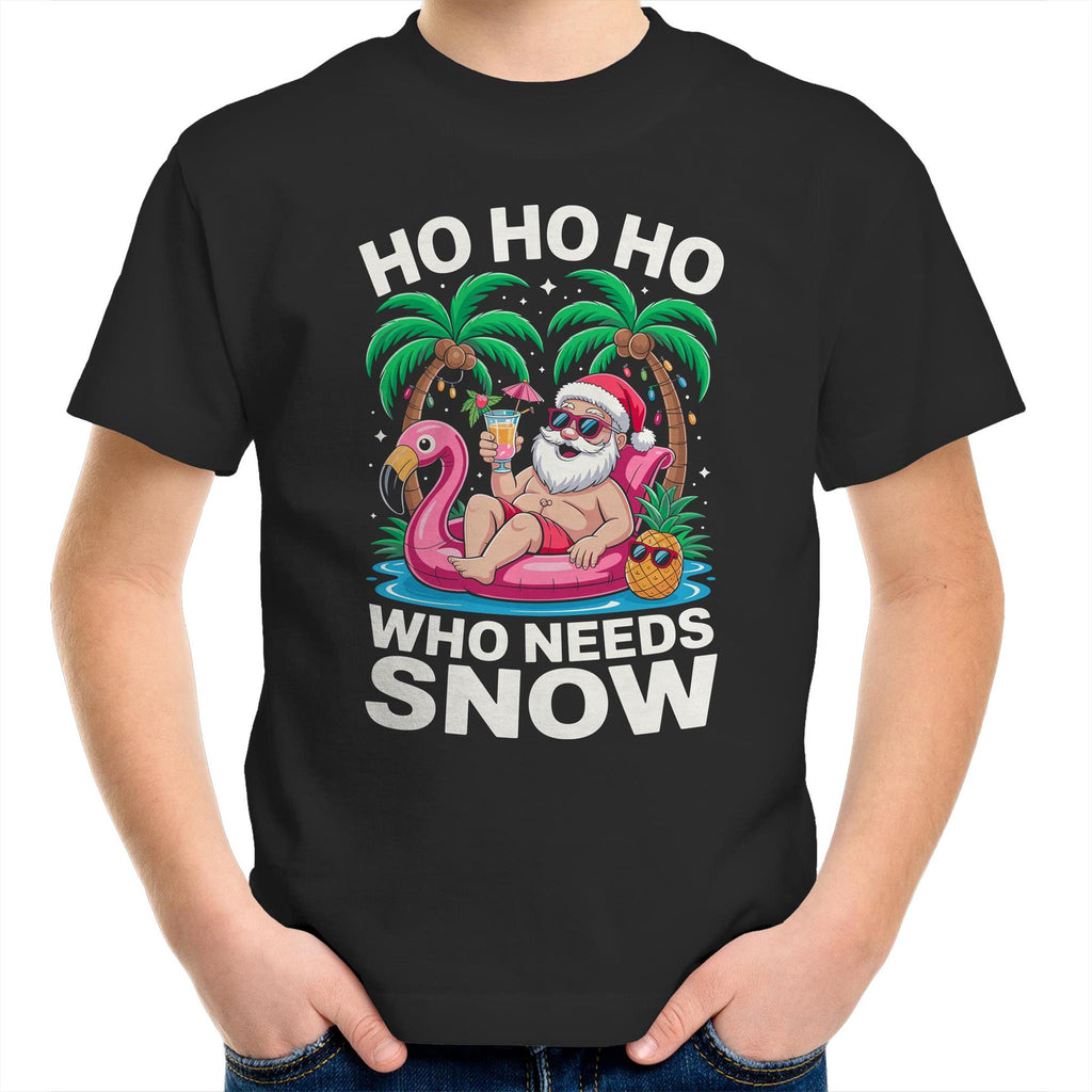 Santa, Who Needs Snow - Kids Youth T-shirt Black Kids Christmas T-shirt Christmas Printed In Australia