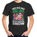 Santa, Who Needs Snow Kids Youth T-shirt Black Kids Christmas T-shirt Christmas Printed In Australia