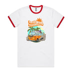 Hello Sunshine, Beach Van - Staple Ringer Tee White Red Ringer T-Shirt Printed In Australia Summer Surf