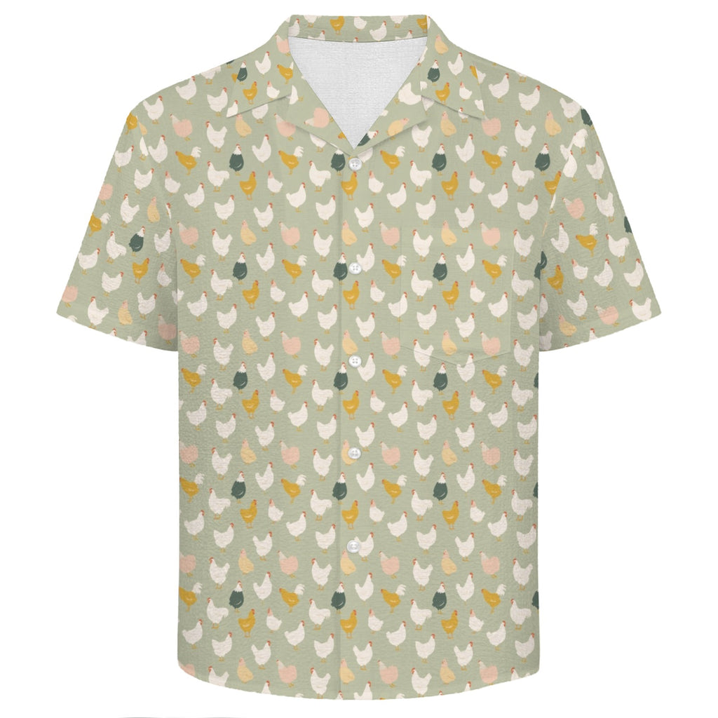 Chicken Life Men's Crinkle Hawaiian Shirt