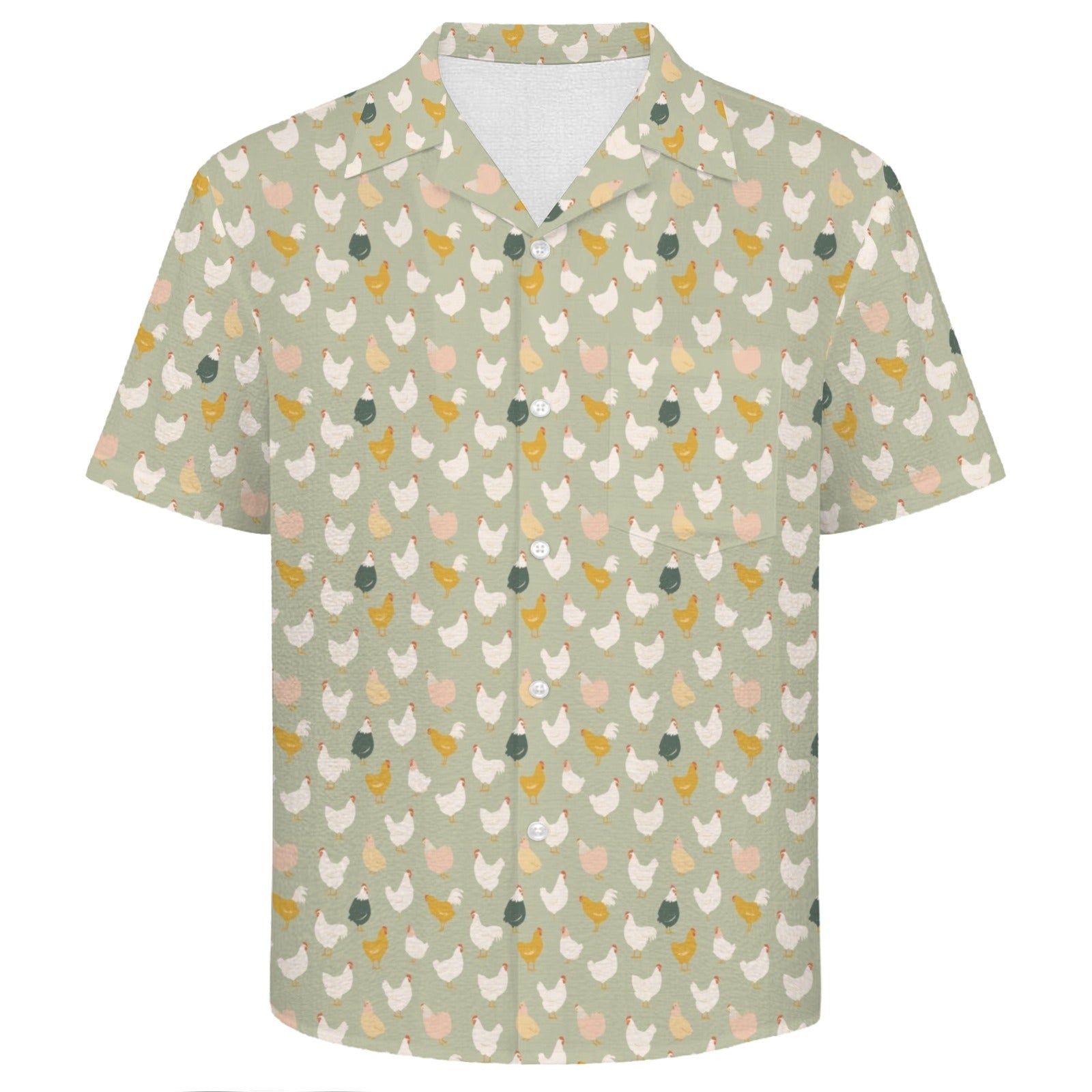Chicken Life Men's Crinkle Hawaiian Shirt