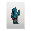 Robot AS Colour Tea Towel White One Size Tea Towel Printed In Australia Sci Fi