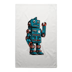 Robot - AS Colour Tea Towel White One Size Tea Towel Printed In Australia Sci Fi