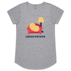 Couch Potato - Womens Scoop Neck T-Shirt Grey Marle Womens Scoop Neck T-shirt Food Printed In Australia
