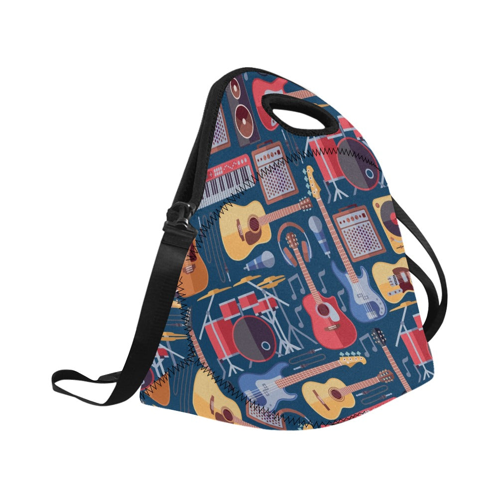 Music Instruments Neoprene Lunch Bag/Large (Model 1669) Neoprene Lunch Bag Music Printed Offshore
