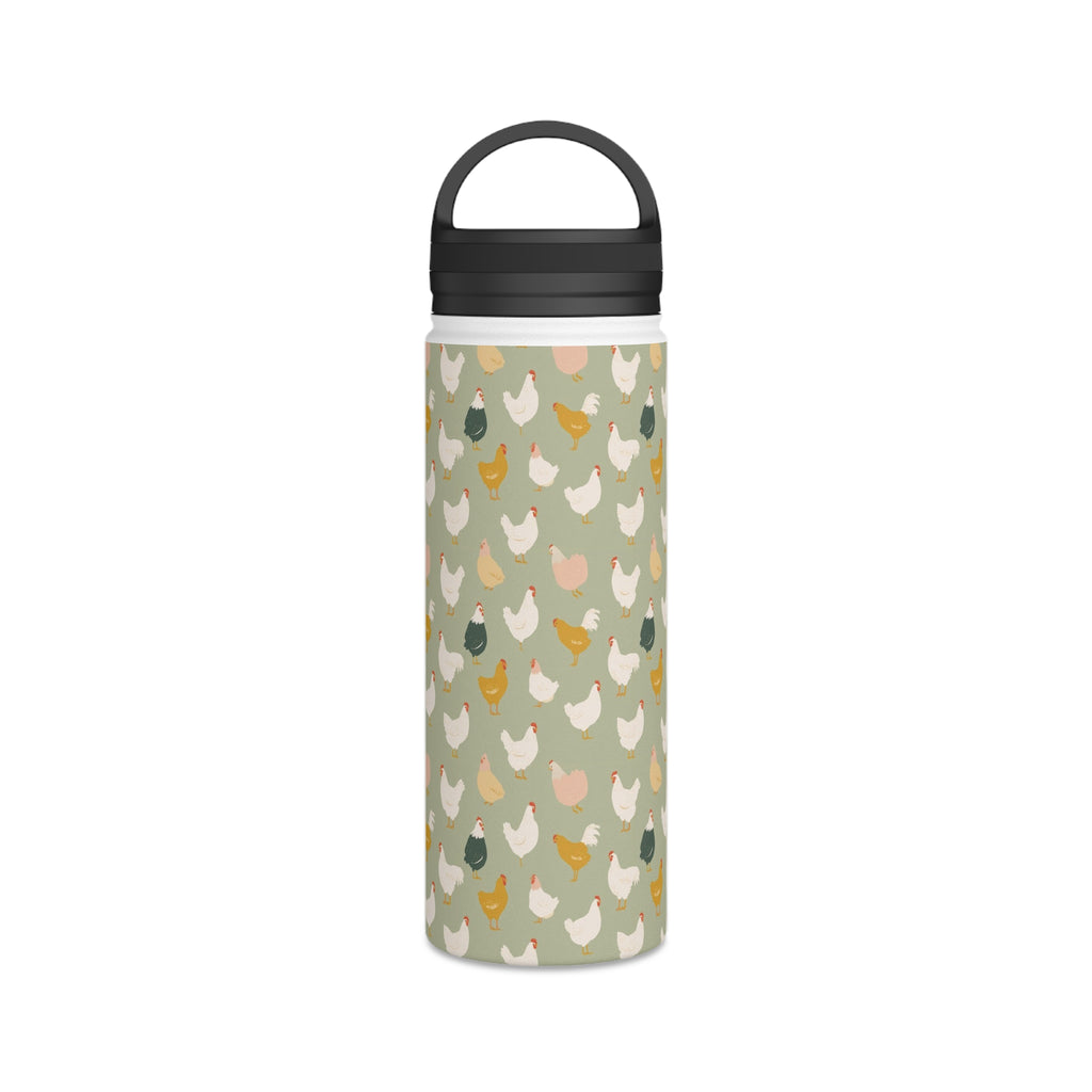 Chicken Life Stainless Steel Water Bottle, Handle Lid Stainless Steel Water Bottle With Handle Lid animal Globally Fulfilled
