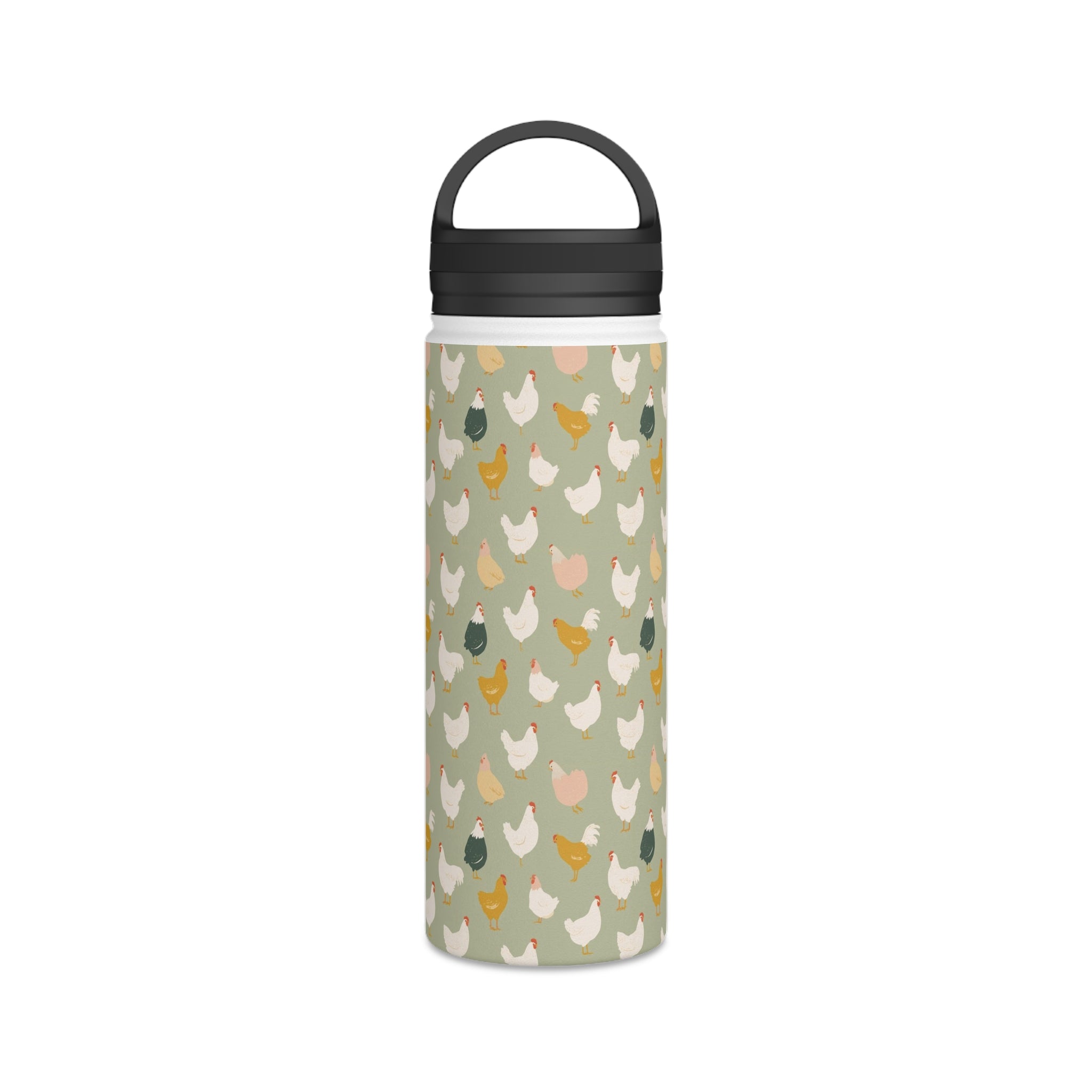 Chicken Life - Stainless Steel Water Bottle, Handle Lid Stainless Steel Water Bottle With Handle Lid animal Globally Fulfilled