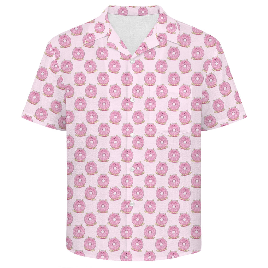 Cat Doughnuts Men's Crinkle Hawaiian Shirt