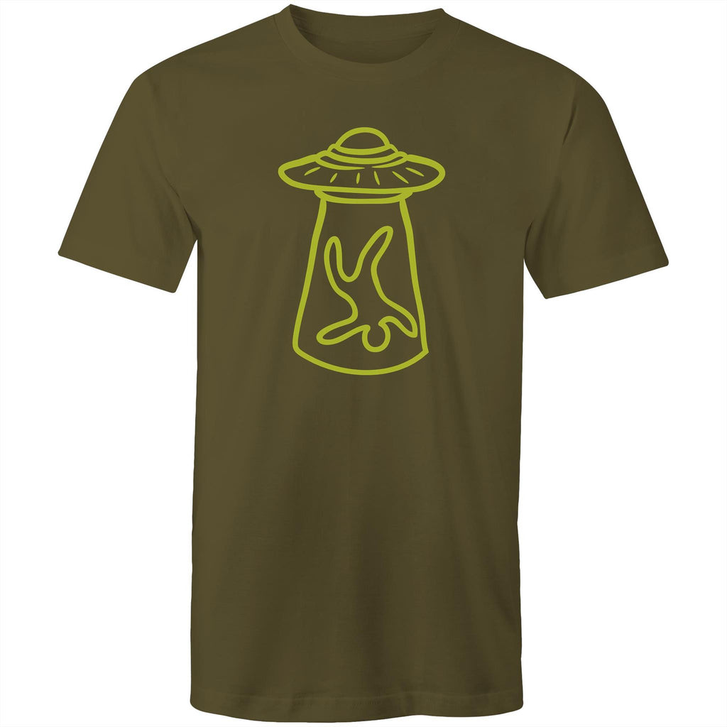 Alien Abduction - Mens T-Shirt Army Green Mens T-shirt Printed In Australia Sci Fi
