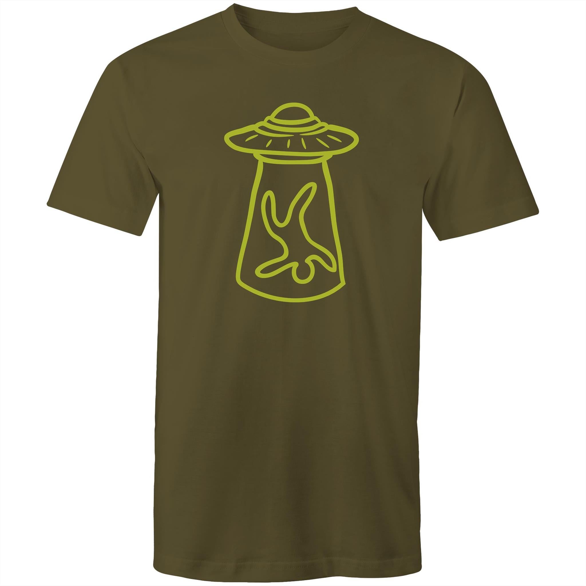 Alien Abduction - Mens T-Shirt Army Green Mens T-shirt Printed In Australia Sci Fi