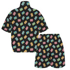 Colourful Cassettes Women's Windbreaker Short Set Women's Windbreaker Short Set Music Printed Offshore Retro