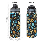 Starfish And Shells - Insulated Water Bottle with Dual-Use Lid (18oz) Insulated Water Bottle with Dual-Use Lid (18oz) Ocean Printed Offshore