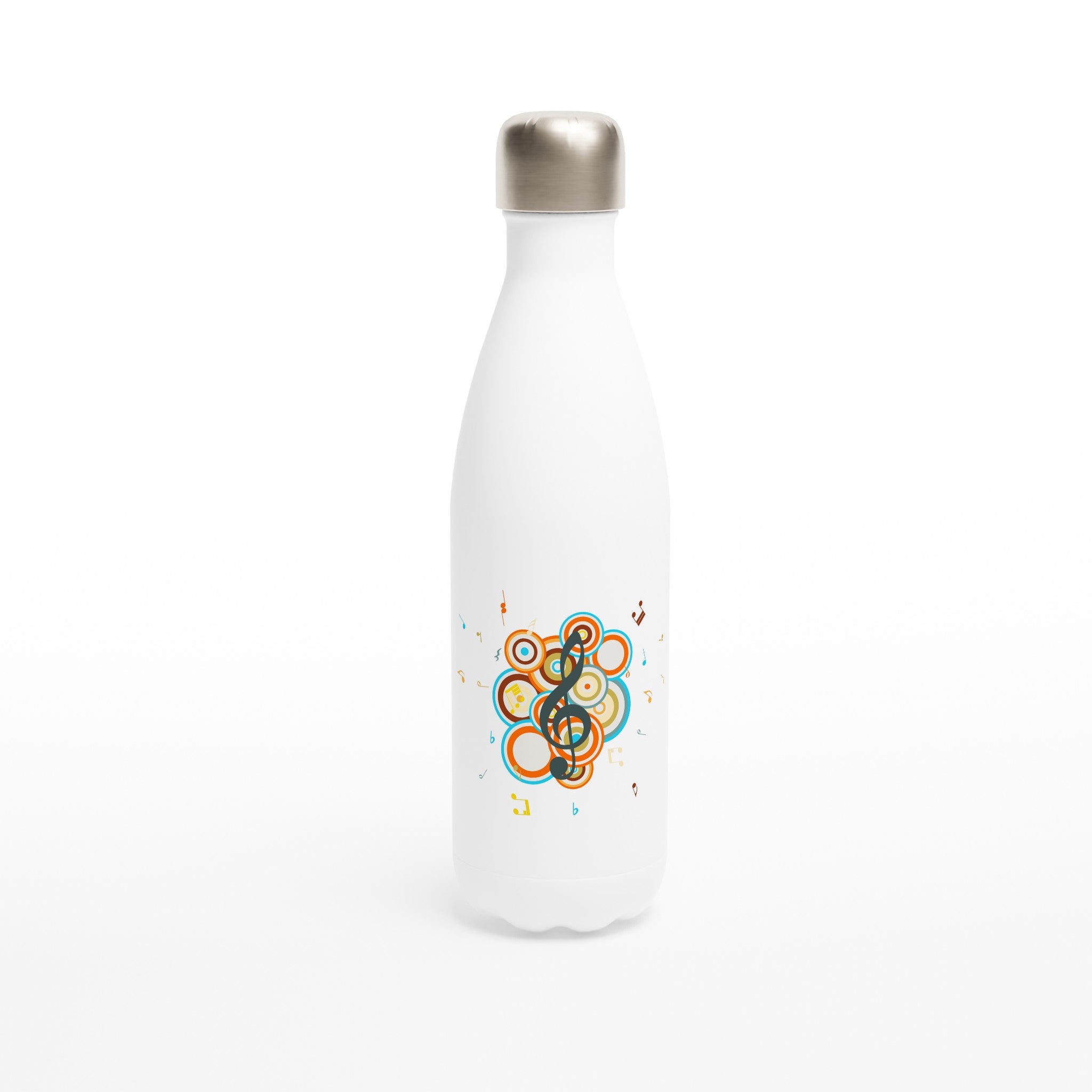 Groovy Music - White 17oz Stainless Steel Water Bottle Default Title White Water Bottle Globally Fulfilled Music Retro