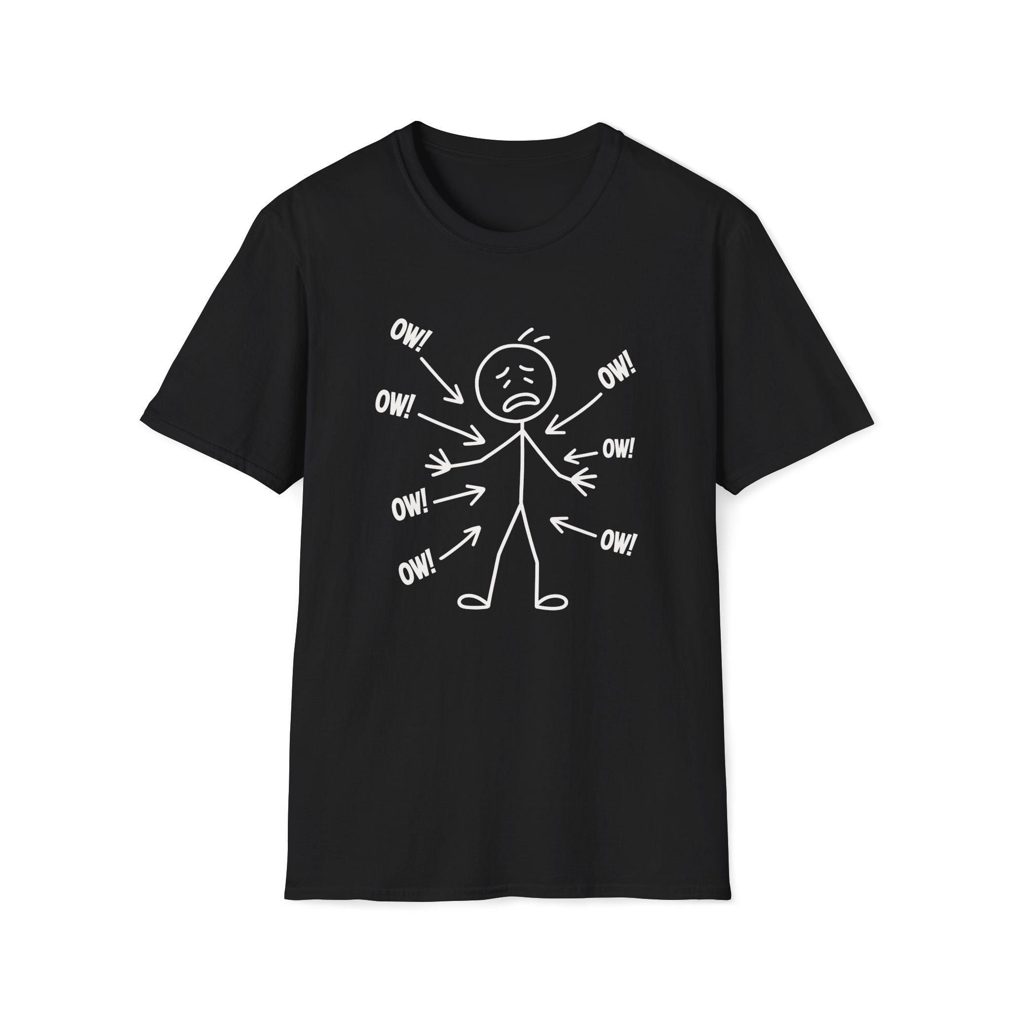 Ow! Everything Hurts Stick Figure Unisex T-Shirt Black Unisex Adult T-shirt Globally Fulfilled