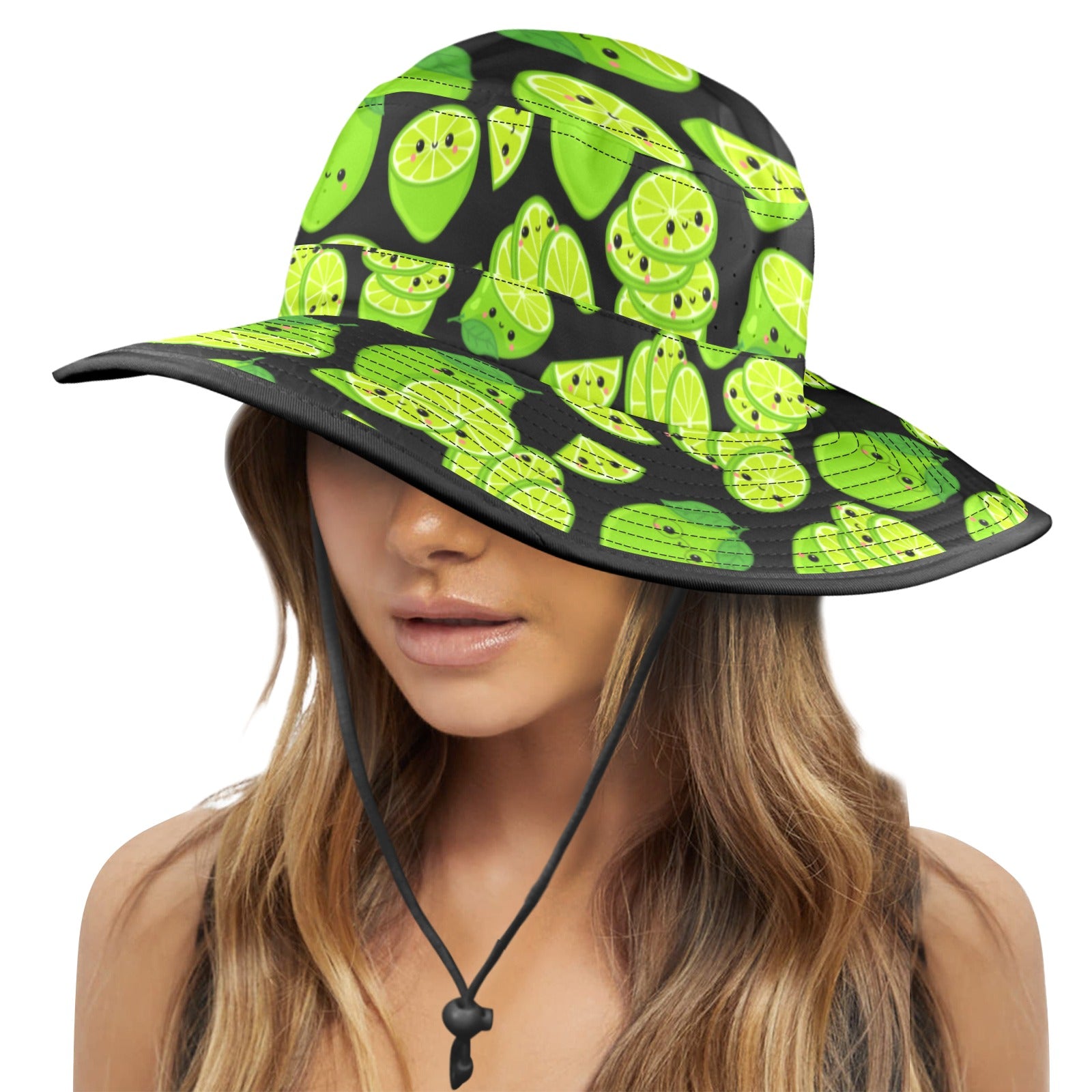 Cute Limes - Wide Brim Bucket Hat Wide Brim Bucket Hat Food Printed Offshore