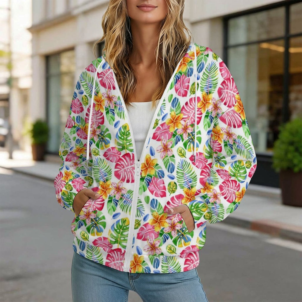 Bright Painted Topical Women's Full-Zip Hoodie