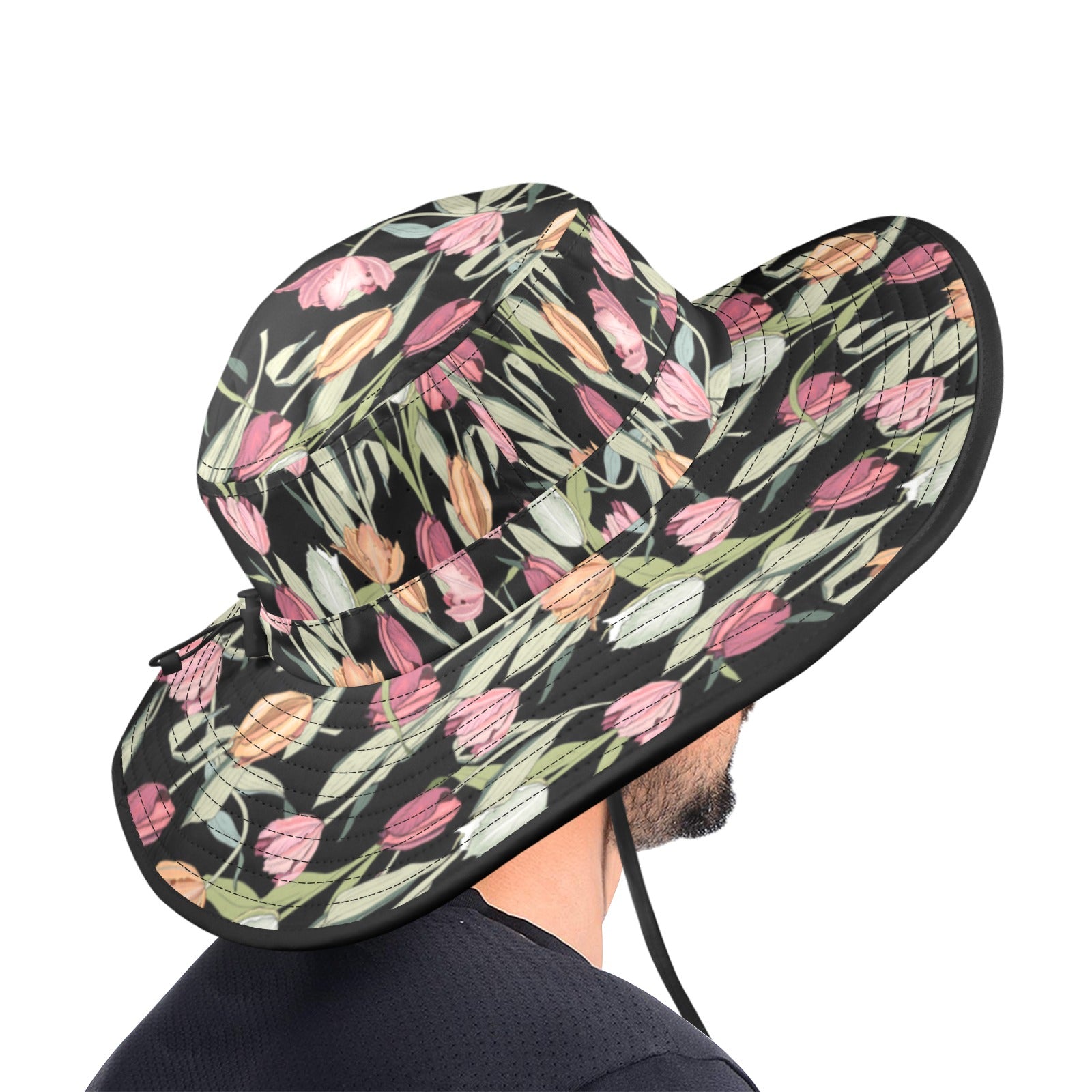Tulips Wide Brim Bucket Hat Wide Brim Bucket Hat Plants Printed Offshore