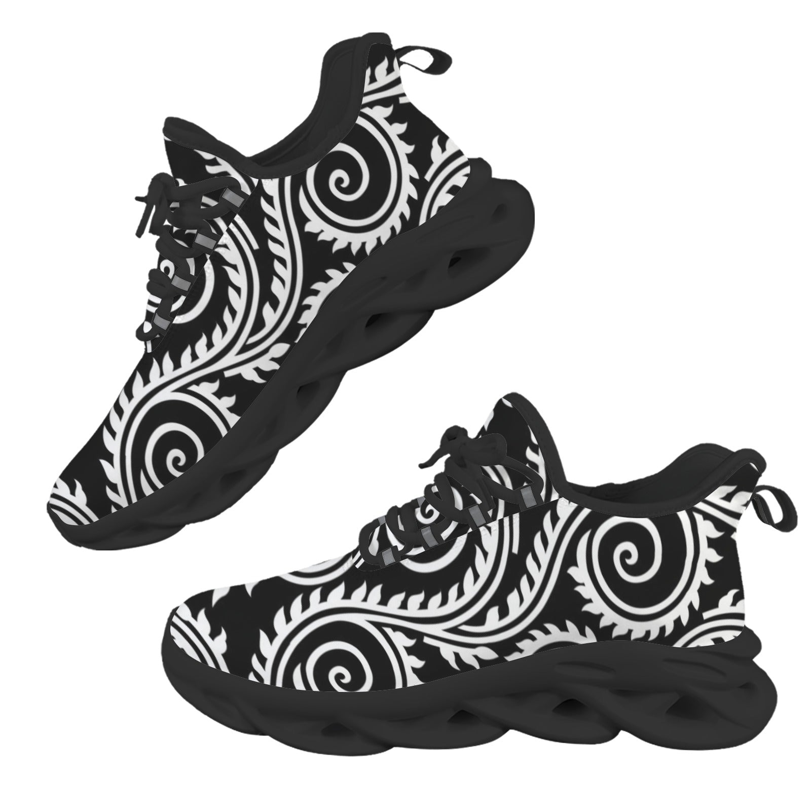 Black And White Swirl Women's Twisted Sole Sneakers