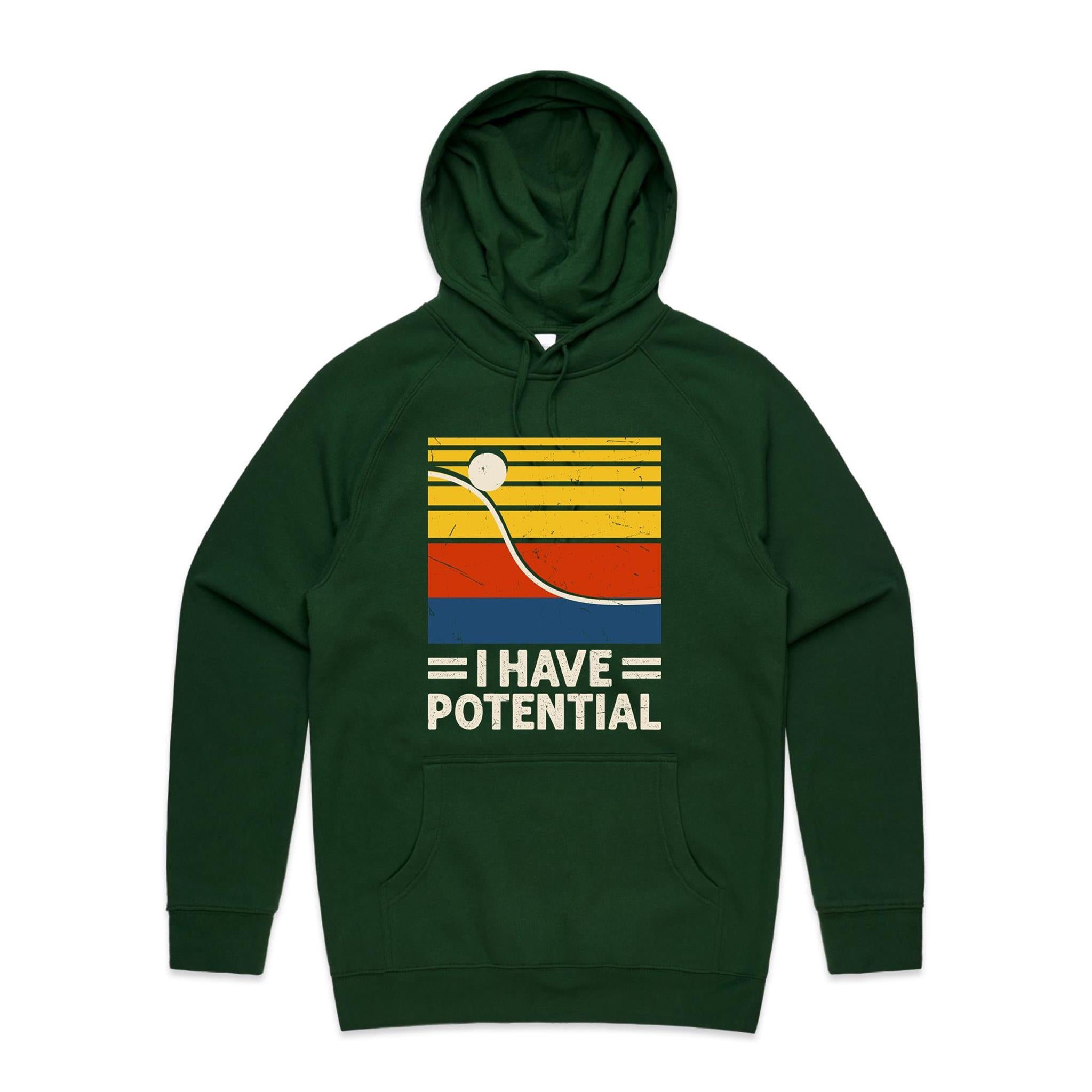 I Have Potential, Physics Men's AS Colour Hoodie Forest Green Mens Hoodie Printed In Australia Science