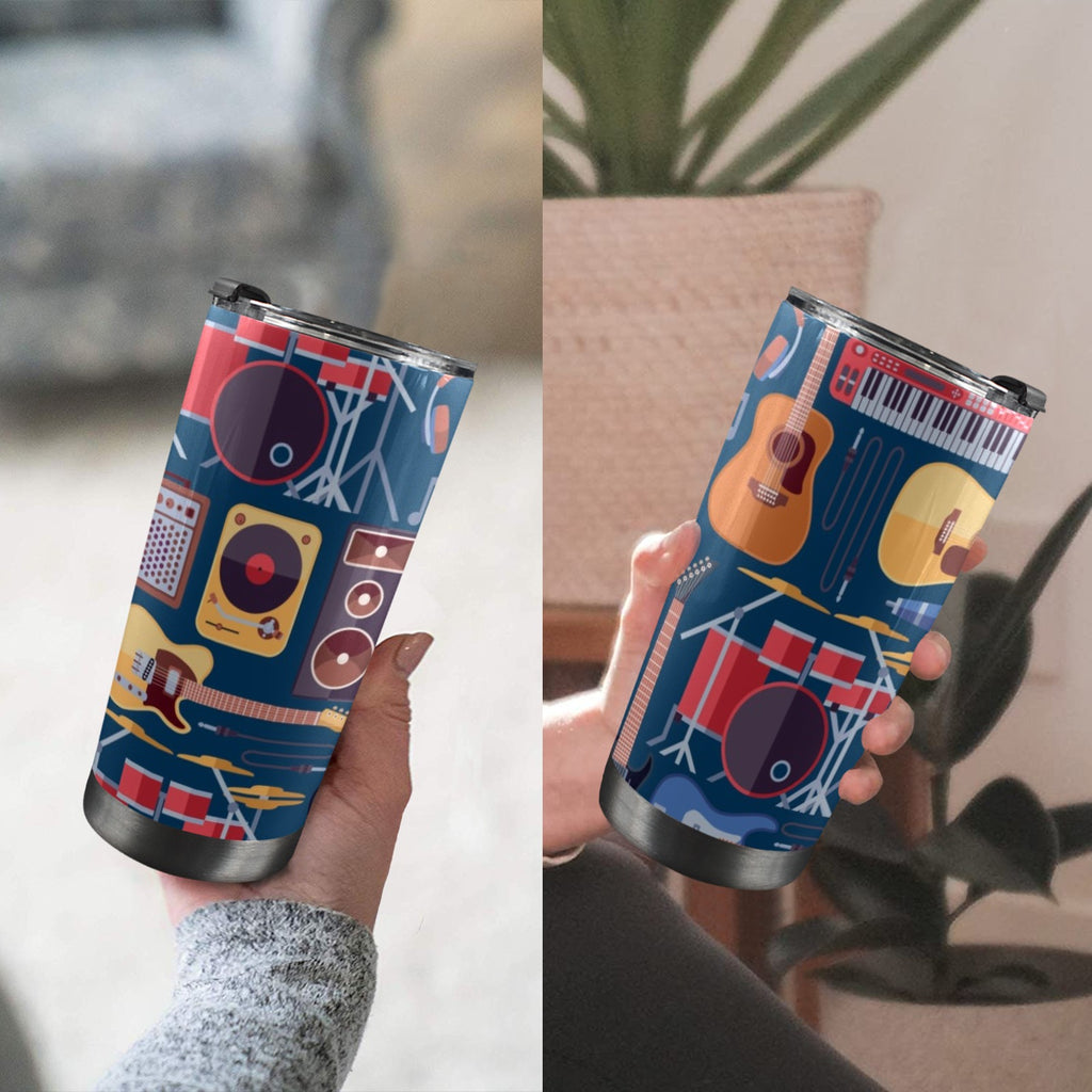 Music Instruments - 20oz Mobile Tumbler with Lid (Black Lock) 20oz Travel Mug Music Printed Offshore