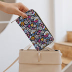 Graphic Flowers On Black - PU Leather Wallet