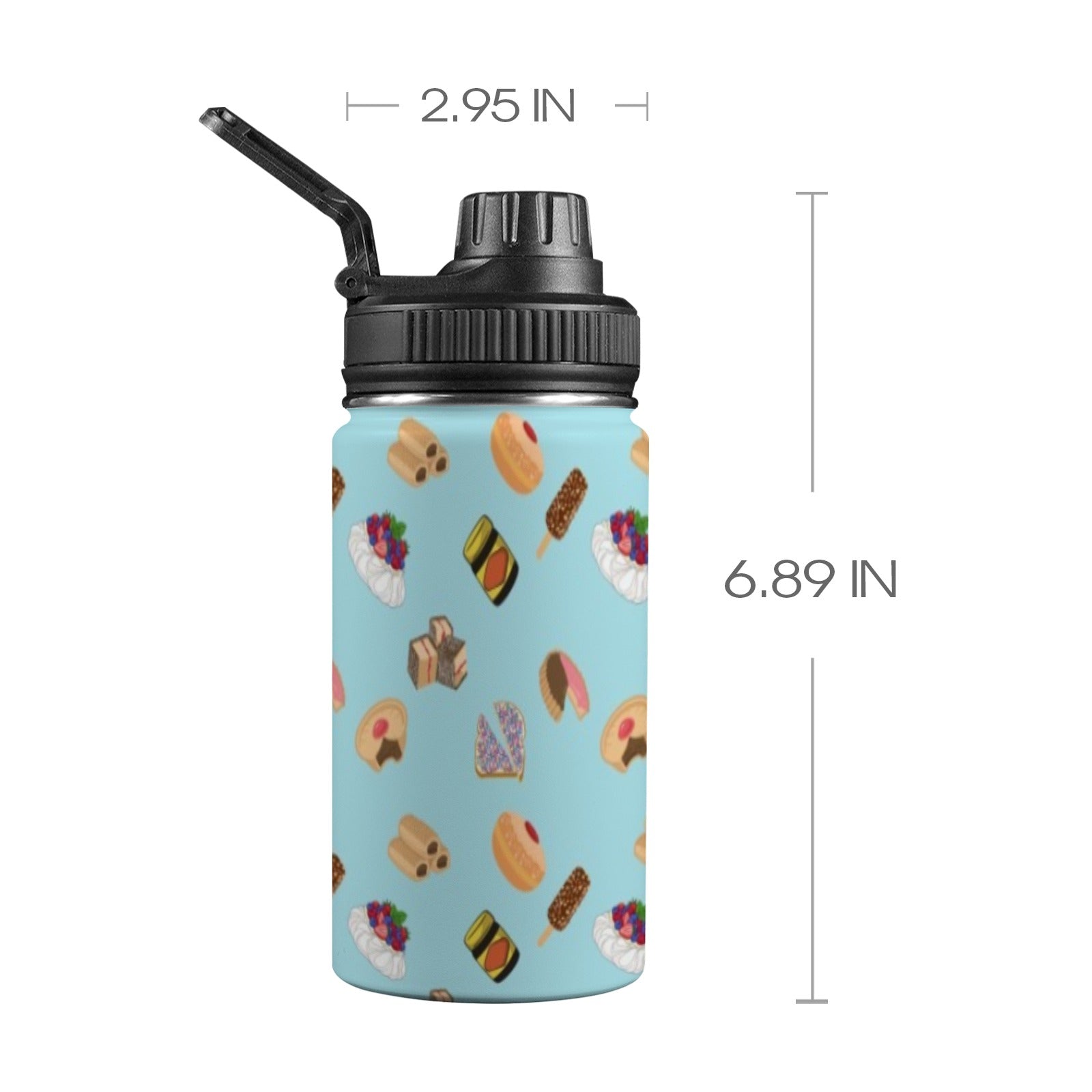 Classic Aussie Food Icons Kids Water Bottle with Chug Lid (12 oz) One Size Kids Water Bottle with Chug Lid Australia Food Printed Offshore