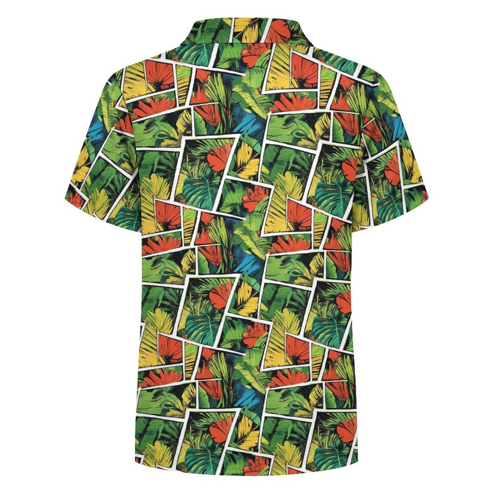 Tropical Comic Book Style Kids Youth Short Sleeve Button Up Shirt