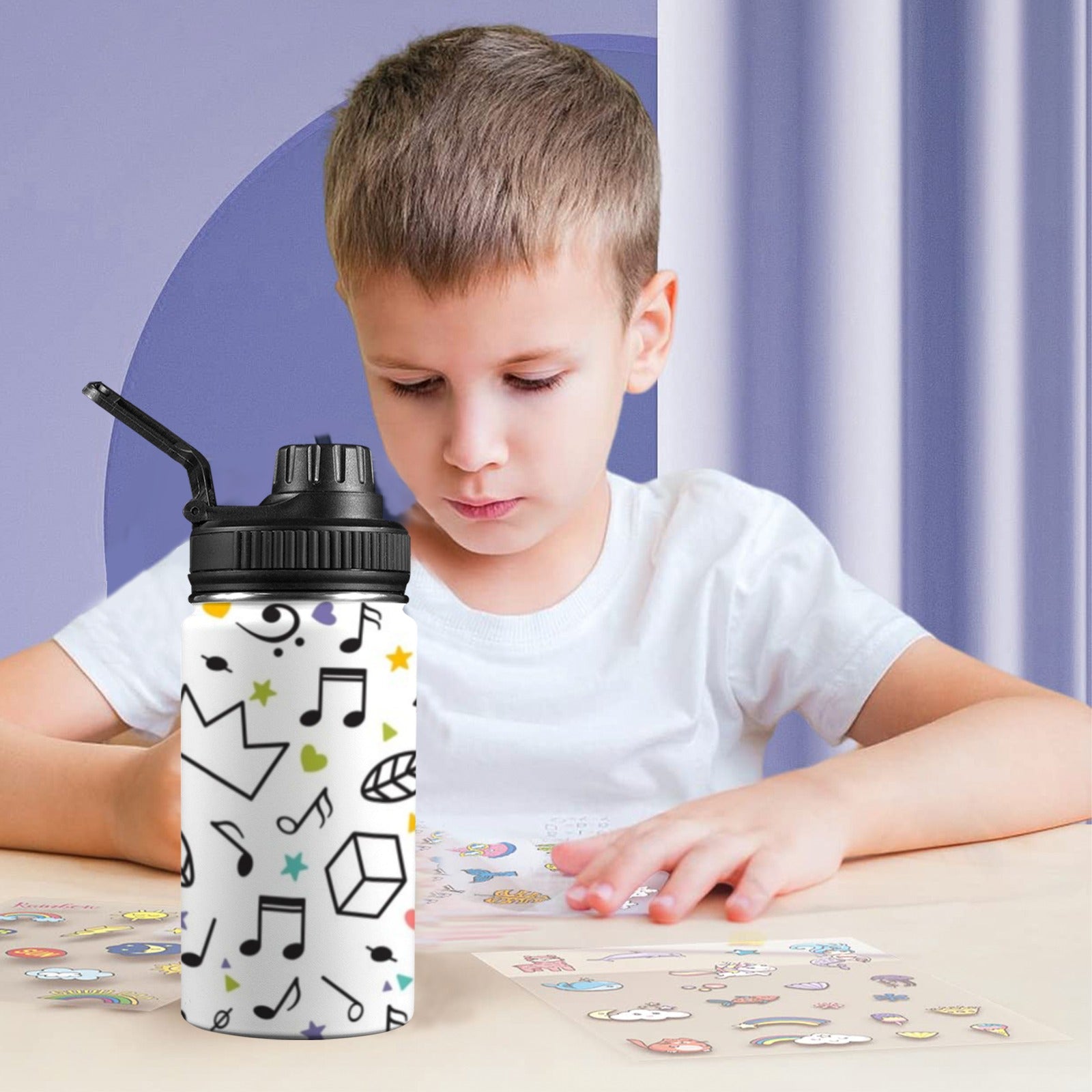 Music Time - Kids Water Bottle with Chug Lid (12 oz) Kids Water Bottle with Chug Lid Music Printed Offshore