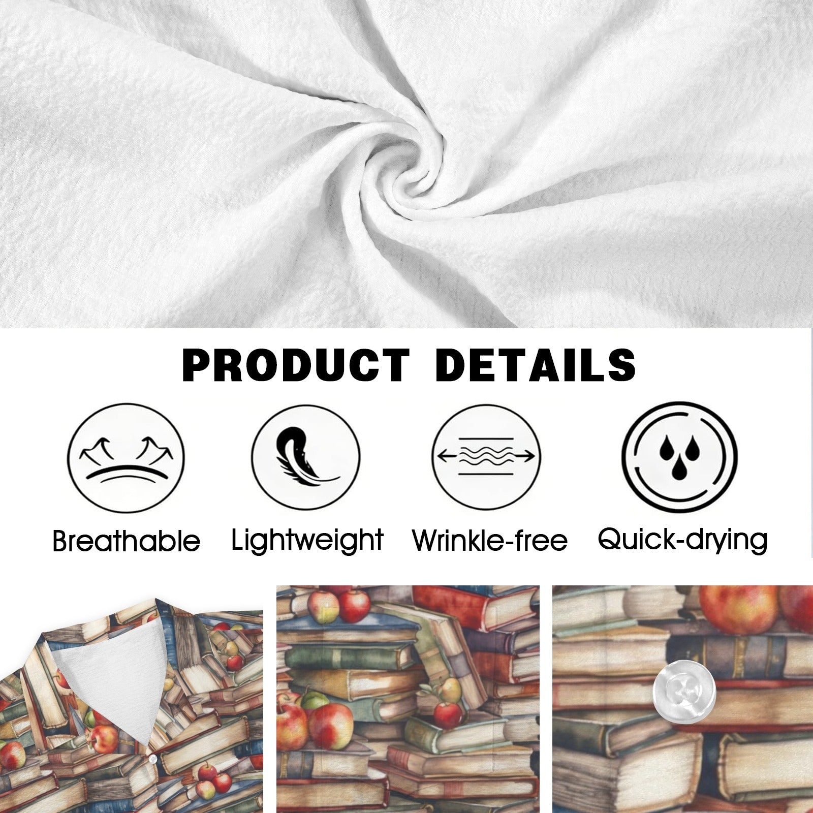 Watercolour Books Men's Crinkle Hawaiian Shirt
