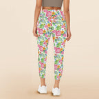 Bright Painted Tropical Women's High Waist Pockets Yoga Leggings