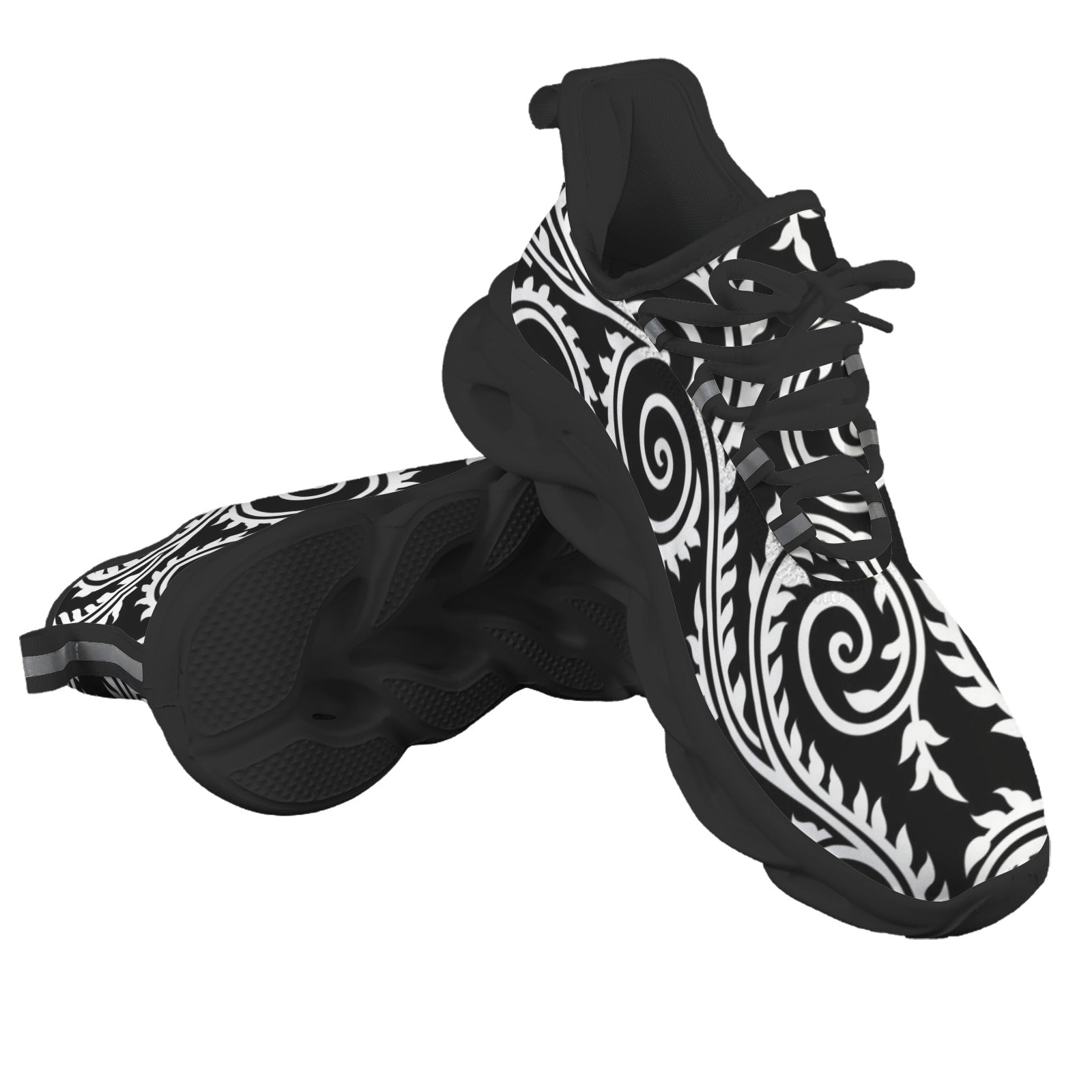 Black And White Swirl Men's Twisted Sole Sneakers