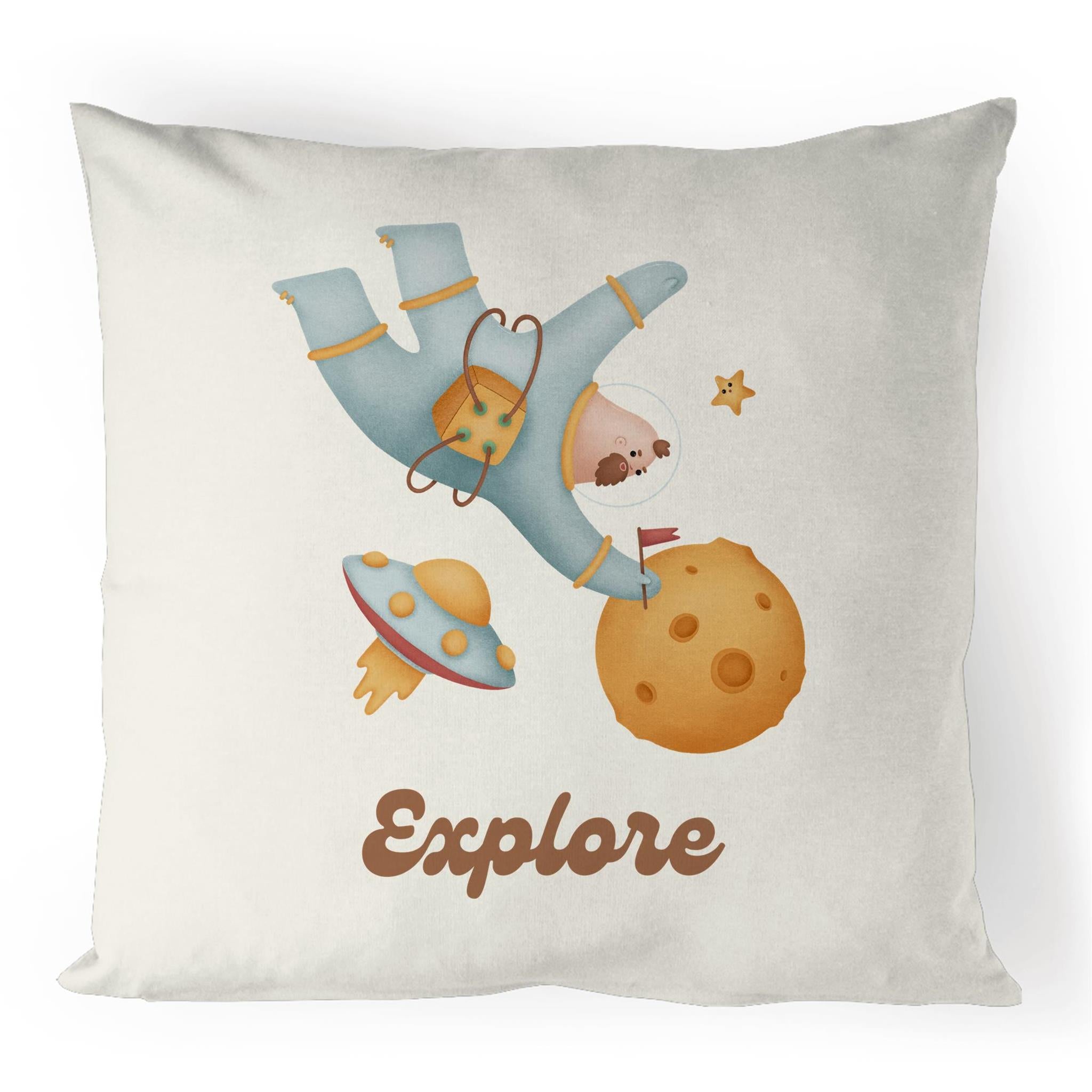 Explore, Astronaut - 100% Linen Cushion Cover Default Title Linen Cushion Covers kids Printed In Australia Space