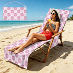 Cat Doughnuts Beach Chair Towel Cover with Side Pockets