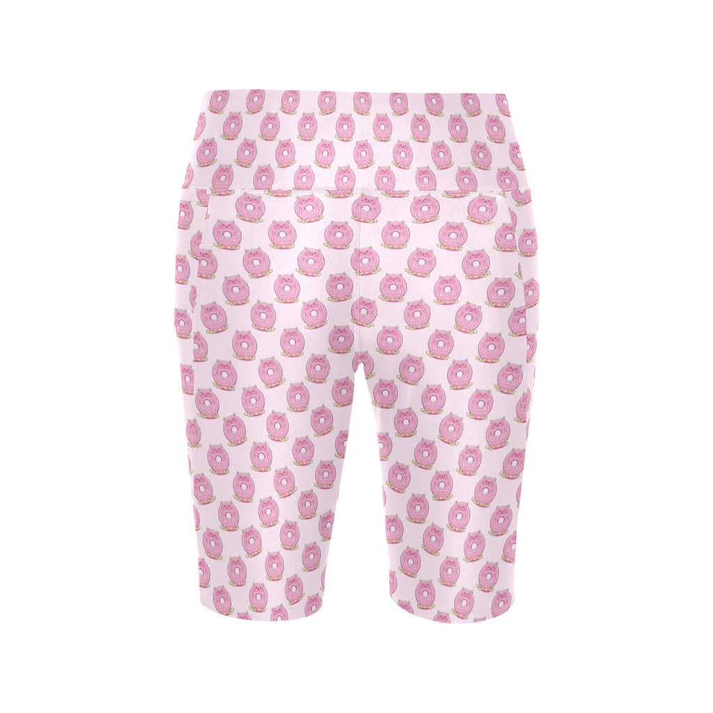 Pink Cat Doughnuts Women's Bike Shorts With Side Pockets