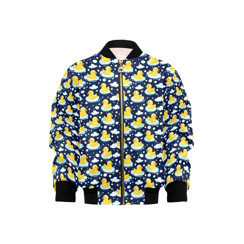 Rubber Ducks On Dark Kids Bomber Jacket