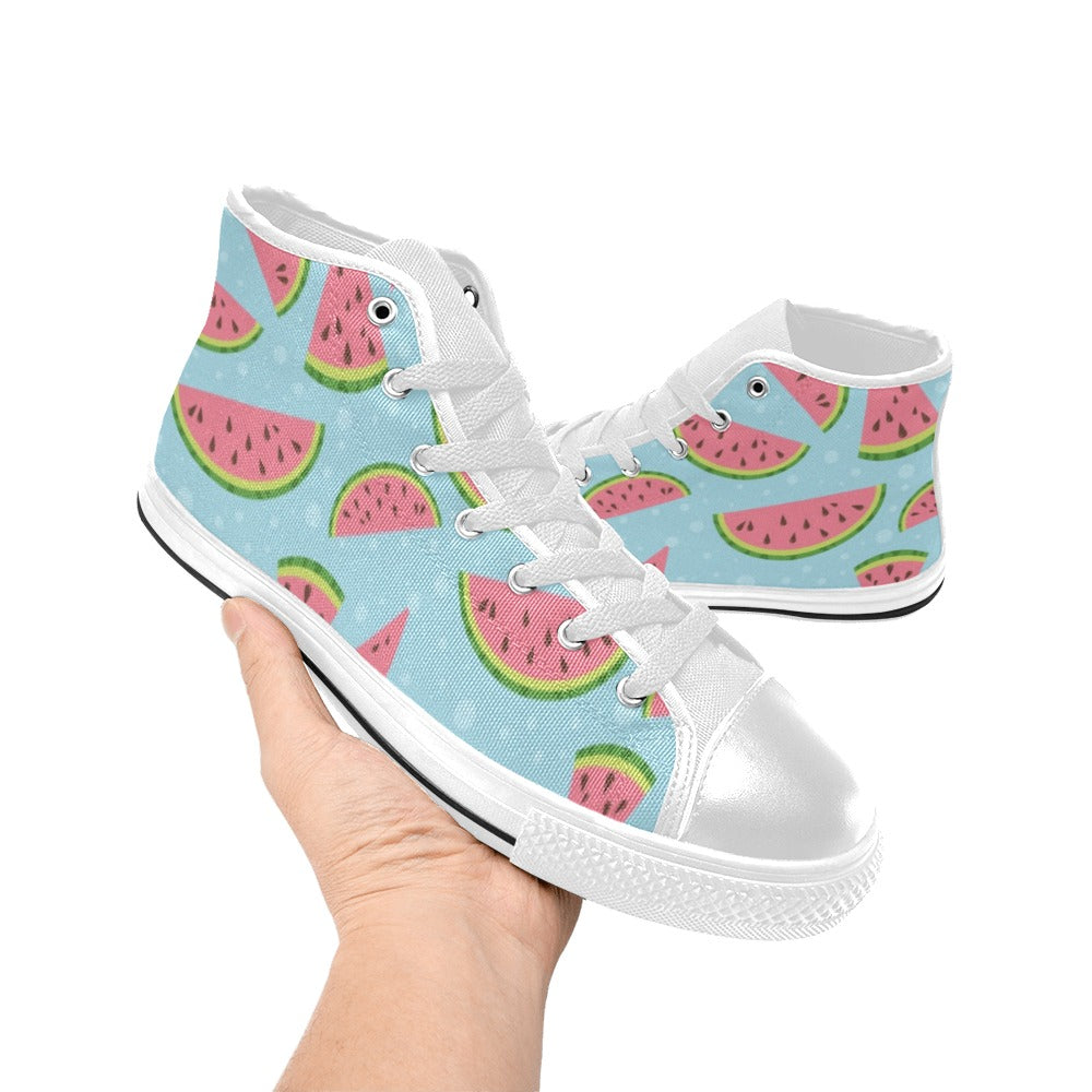 Pink Watermelon Kids High Top Canvas Shoes