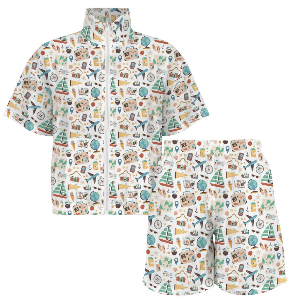 Travel And Explore Women's Windbreaker Short Set Women's Windbreaker Short Set Printed Offshore