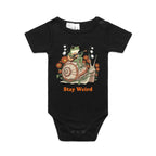 Stay Weird, Guitar Playing Frog On A Snail AS Colour Baby Bodysuit Black Baby Bodysuit animal Music Printed In Australia