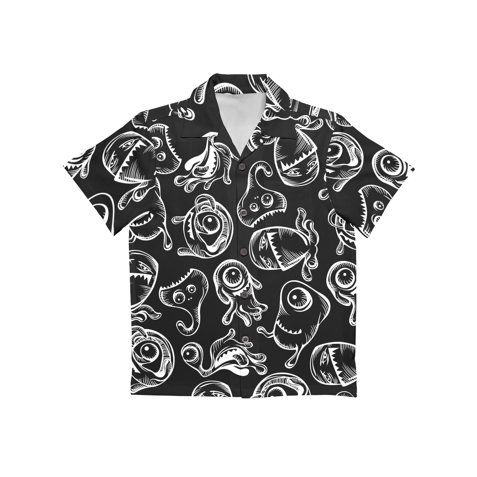 Monsters In Black And White - Junior Kids Hawaiian Shirt