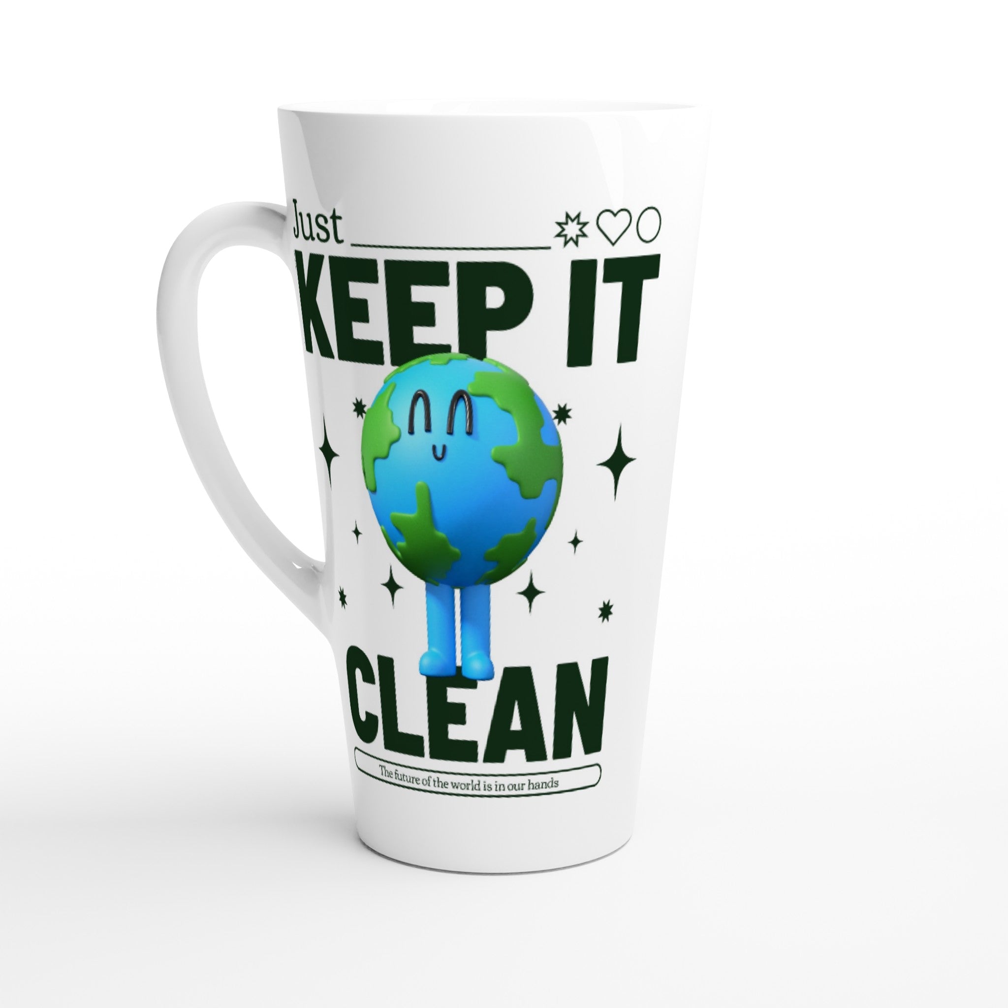 Earth, Just Keep It Clean - White Latte 17oz Ceramic Mug Default Title Latte Mug Environment Globally Fulfilled