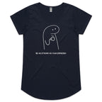 Be As Strong As Your Espresso - Womens Scoop Neck T-Shirt Navy Womens Scoop Neck T-shirt Coffee Printed In Australia