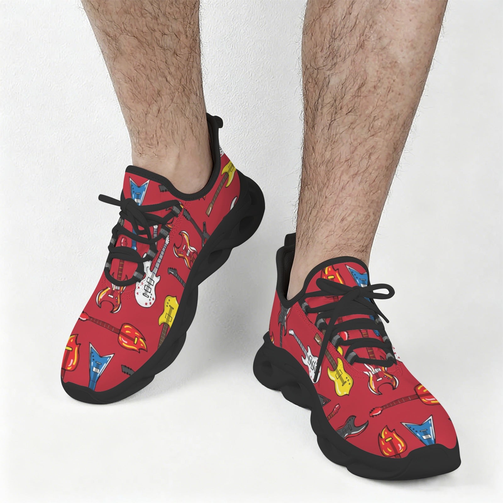 Guitars On Red Men's Twisted Sole Sneakers