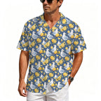 Lemon Seagull Men's Crinkle Hawaiian Shirt