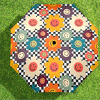 Happy Retro Flowers - Semi-Automatic Foldable Umbrella (Model U12) Semi-Automatic Foldable Umbrella (U12)
