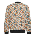 Whimsical Leaf Swirl Men's Casual Zip‑Up Bomber Jacket