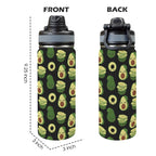 Cute Avocados - Insulated Water Bottle with Dual-Use Lid (18oz) Insulated Water Bottle with Dual-Use Lid (18oz) Food Printed Offshore