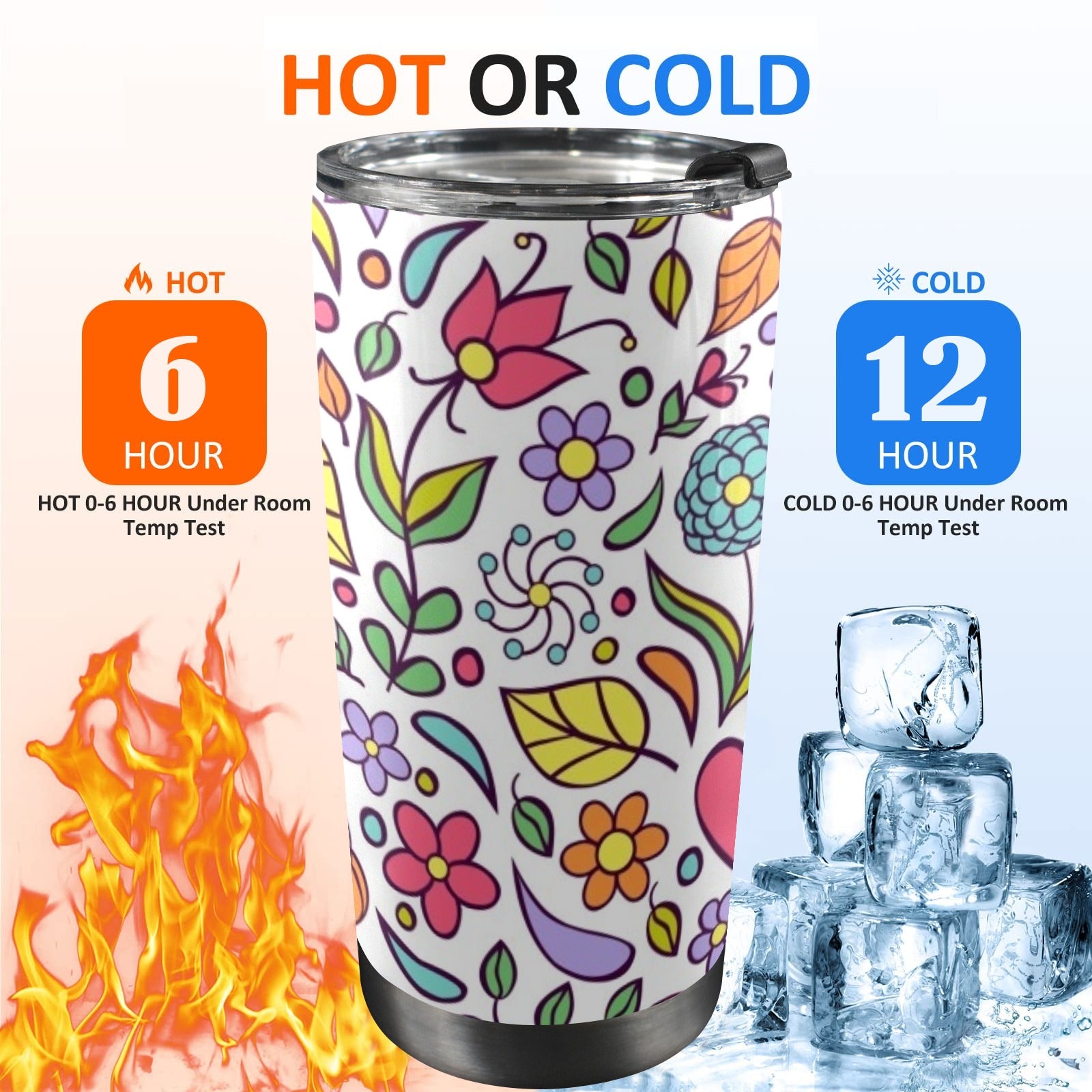 Hippie Butterfly And Flowers - 20oz Mobile Tumbler with Lid (Black Lock)