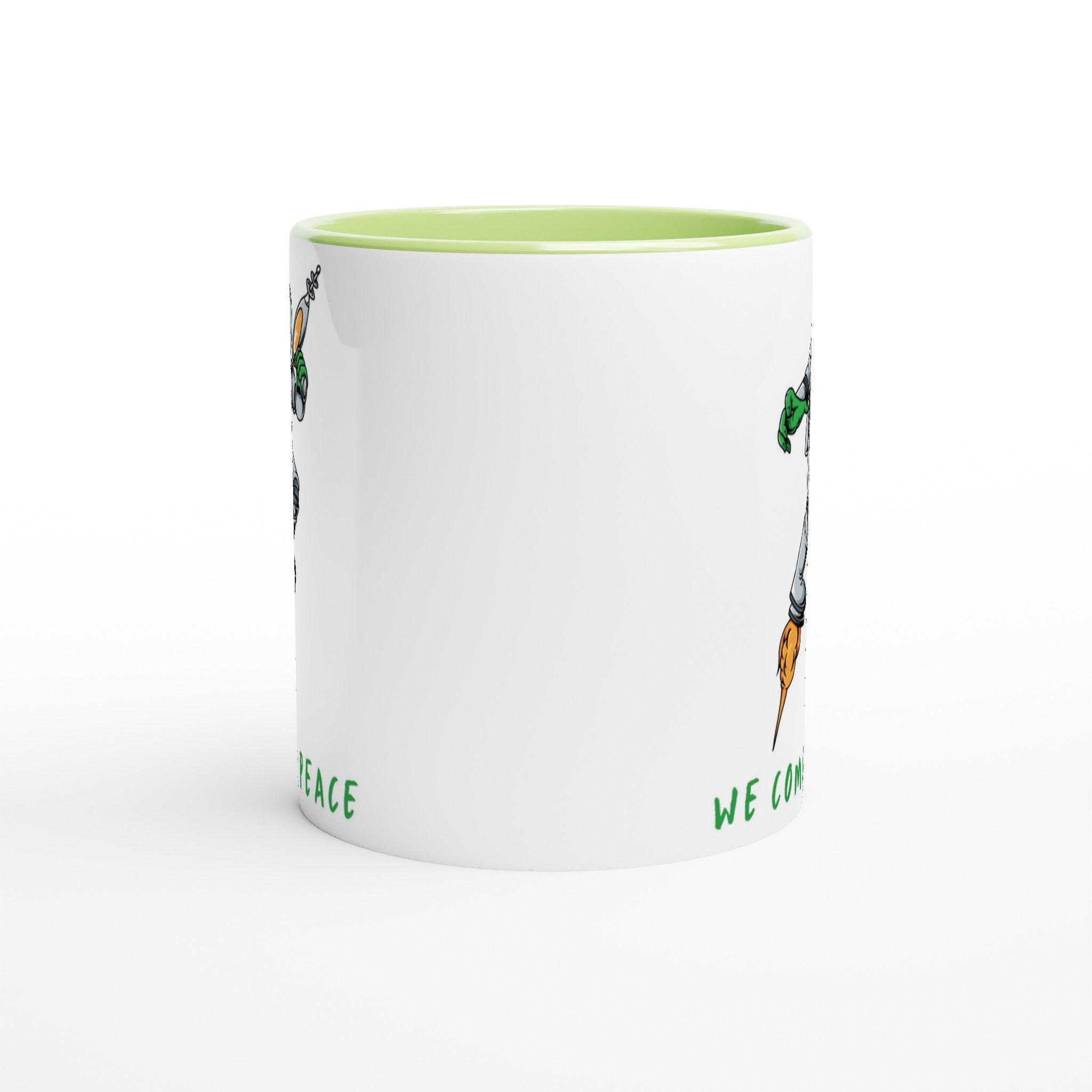Alien, We Come In Peace - White 11oz Ceramic Mug with Colour Inside Colour 11oz Mug funny Globally Fulfilled Sci Fi