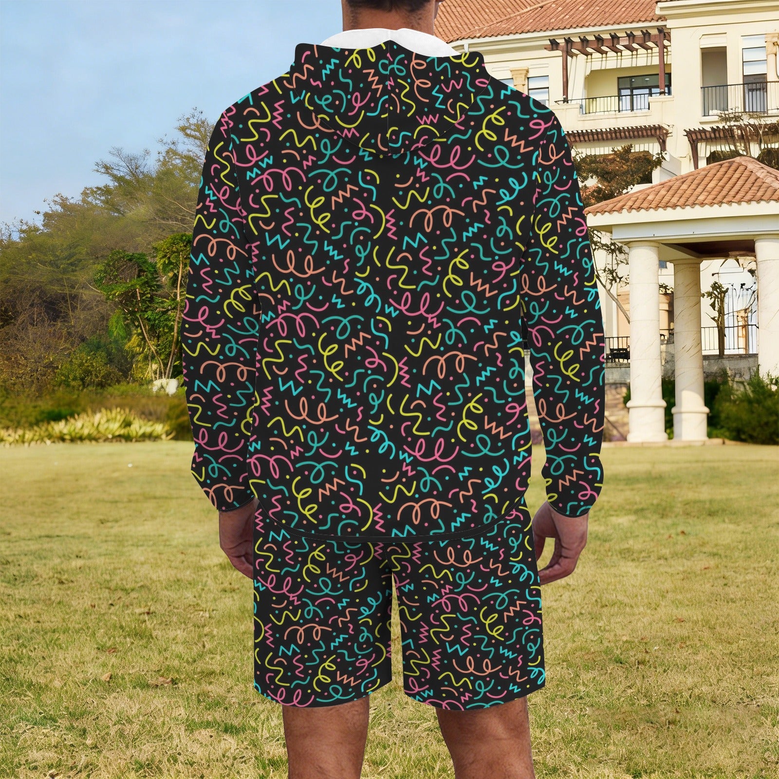 Squiggle Time Men's Lightweight Sun Hoodie & Shorts Set Men's Lightweight Sun Hoodie & Shorts Printed Offshore